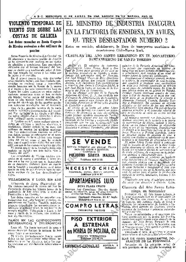 ABC MADRID 17-04-1968 página 57