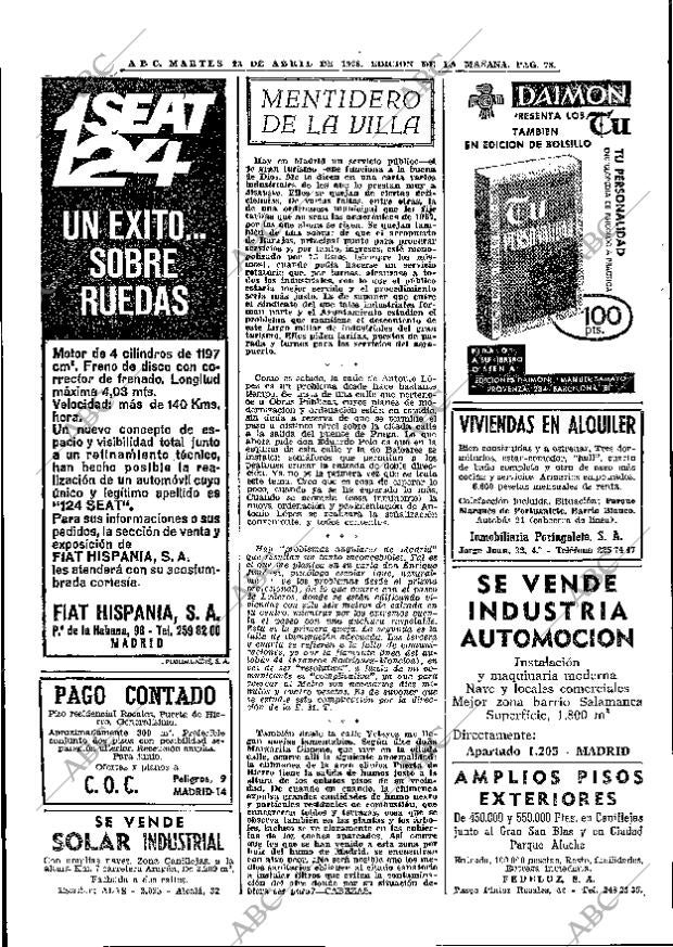 ABC MADRID 23-04-1968 página 78