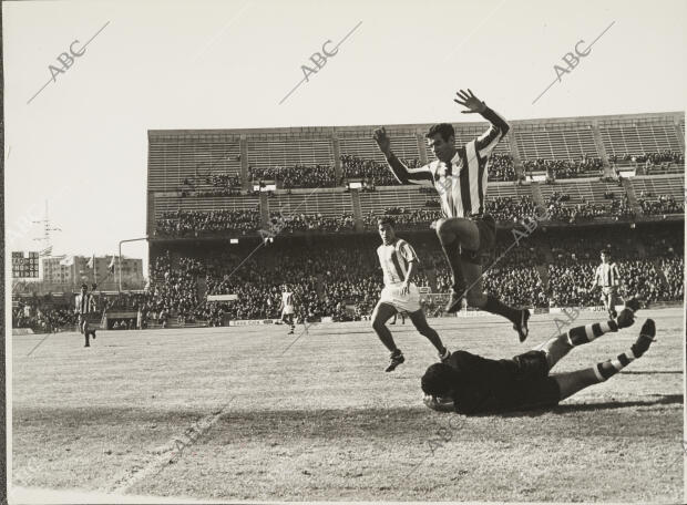 En la imagen, Luis Aragonés saltando a Vilanova ante la presencia de Pachón