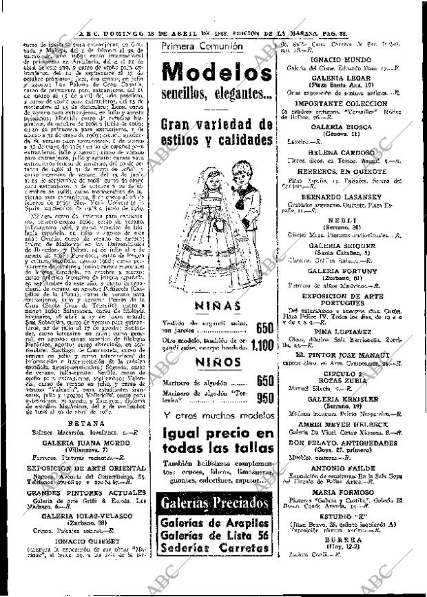 Periódico ABC MADRID 28-04-1968,portada - Archivo ABC