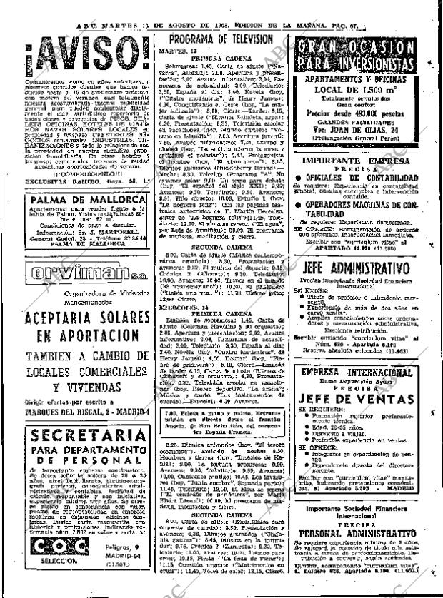 ABC MADRID 13-08-1968 página 67