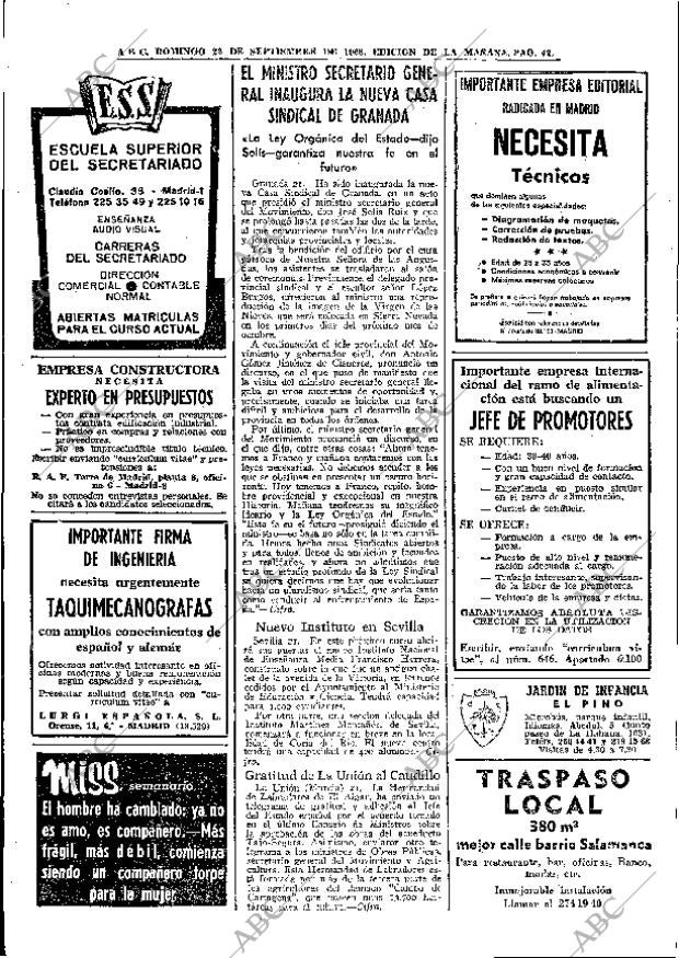 ABC MADRID 22-09-1968 página 42