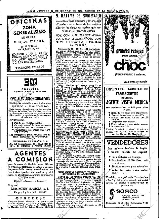 ABC MADRID 23-01-1969 página 62