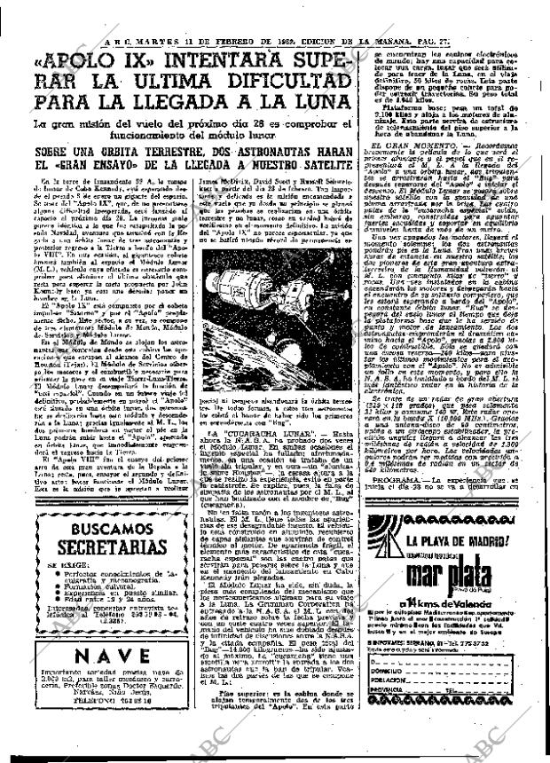 ABC MADRID 11-02-1969 página 27