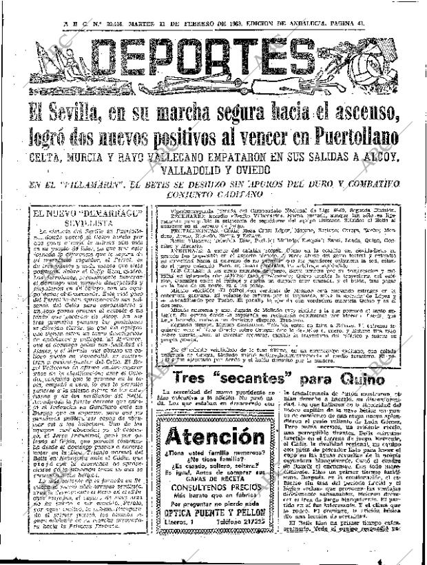 ABC SEVILLA 11-02-1969 página 41