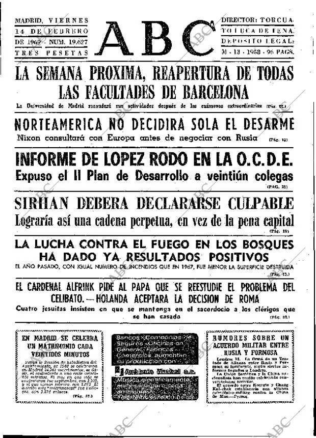 ABC MADRID 14-02-1969 página 13