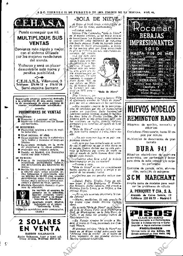 ABC MADRID 21-02-1969 página 68