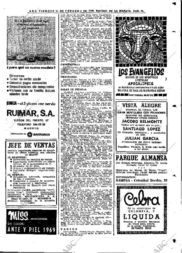 ABC MADRID 21-02-1969 página 73