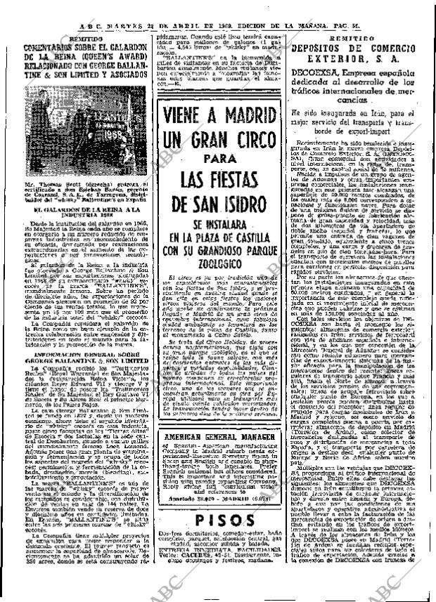 ABC MADRID 22-04-1969 página 68
