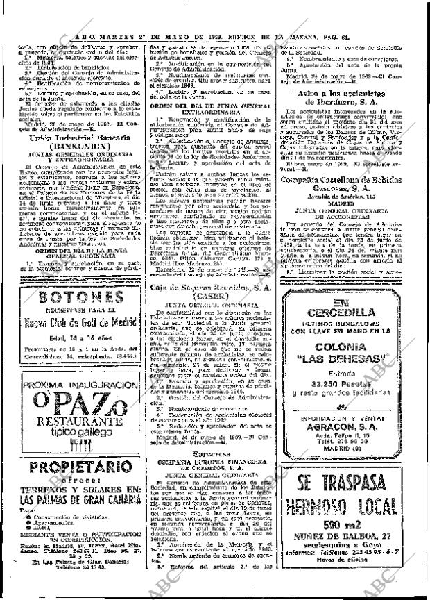 ABC MADRID 27-05-1969 página 86