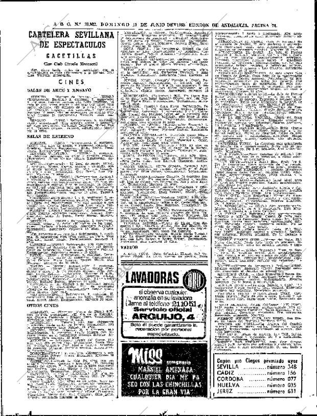ABC SEVILLA 15-06-1969 página 74