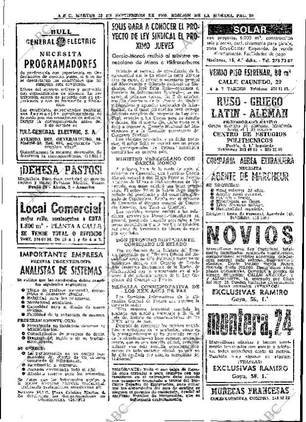 ABC MADRID 30-09-1969 página 30