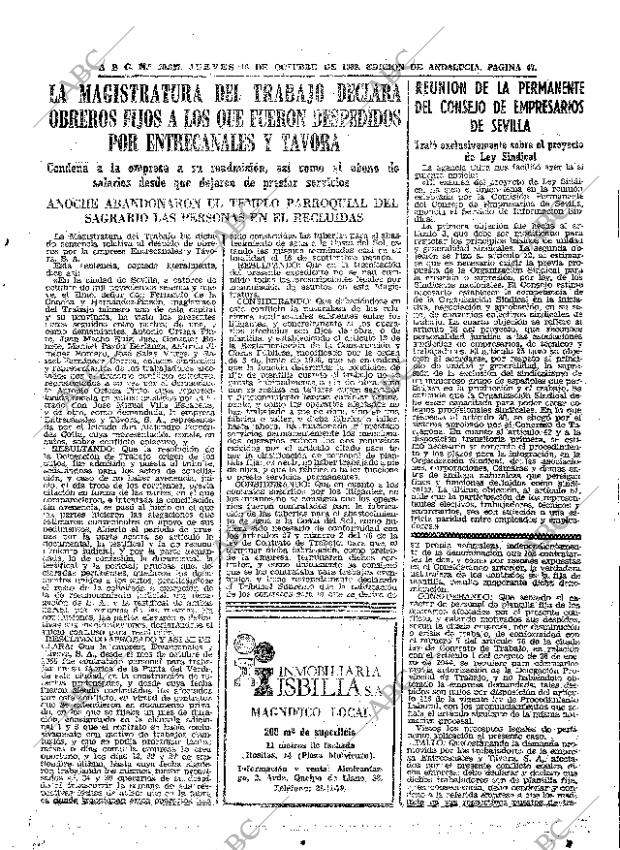 Periodico Abc Sevilla 16 10 1969 Portada Archivo Abc