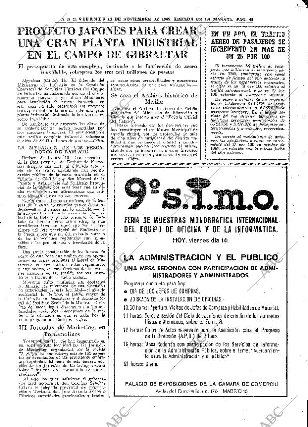 ABC MADRID 14-11-1969 página 45