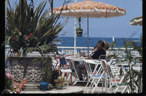 Terraza con vistas al mar en la Playa de la Concha