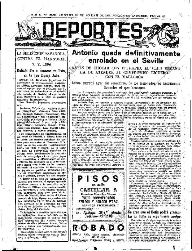ABC SEVILLA 15-01-1970 página 45