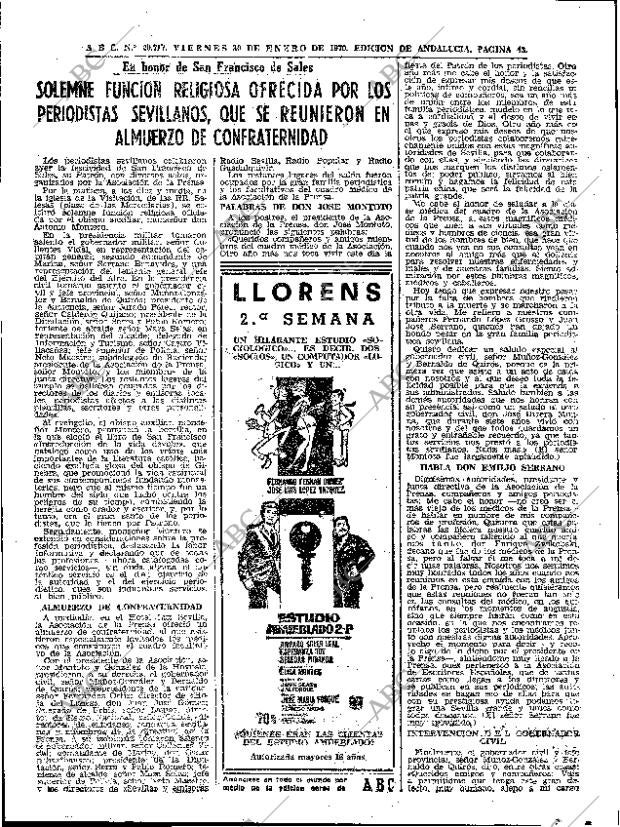 ABC SEVILLA 30-01-1970 página 43