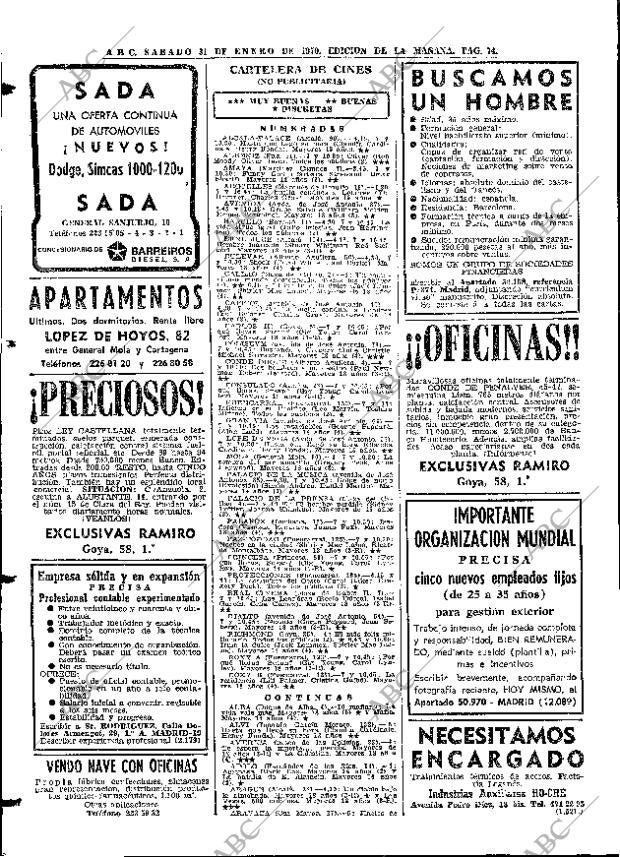 ABC MADRID 31-01-1970 página 74