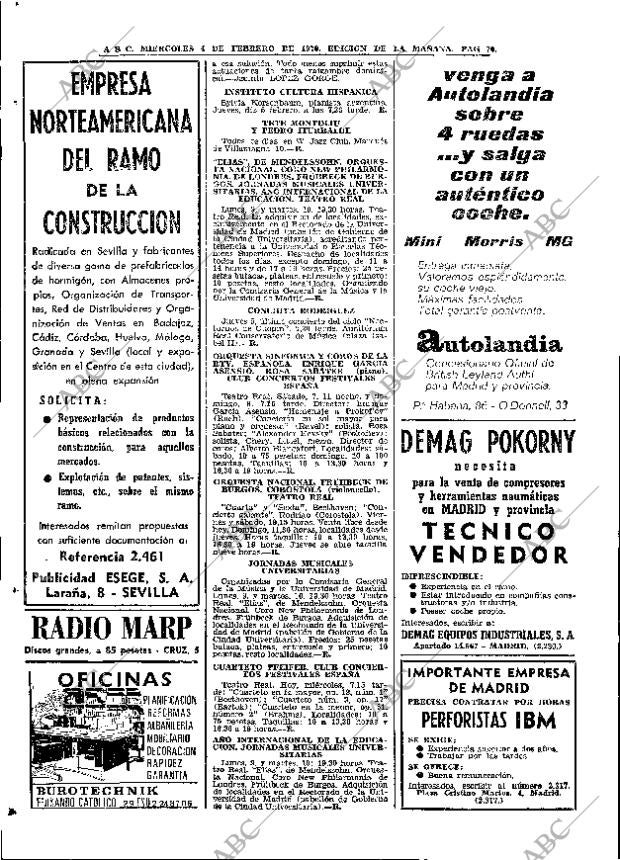 ABC MADRID 04-02-1970 página 70