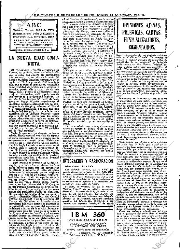 ABC MADRID 10-02-1970 página 14