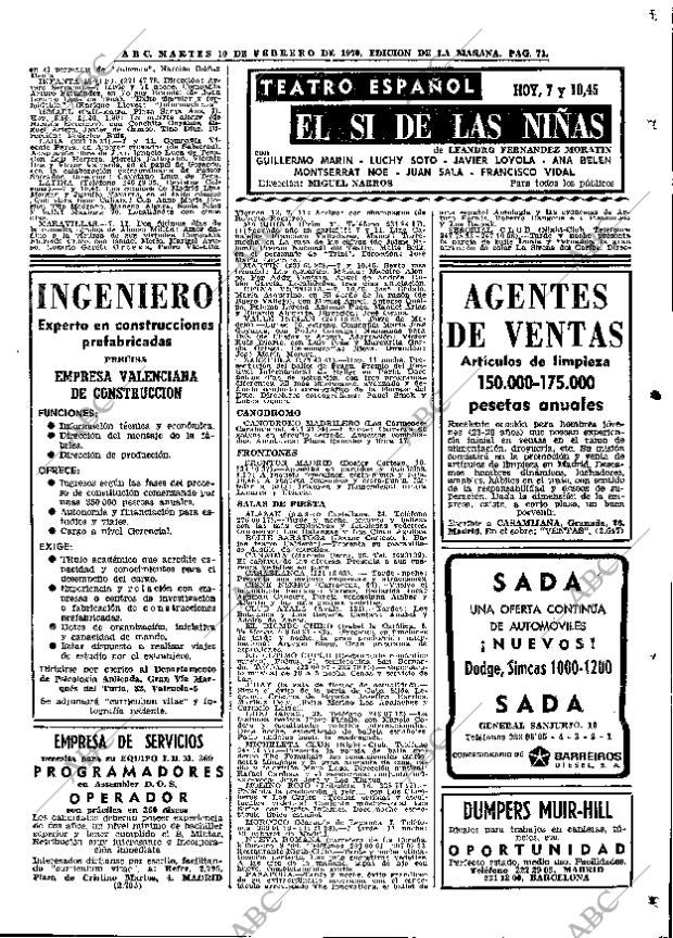 ABC MADRID 10-02-1970 página 71
