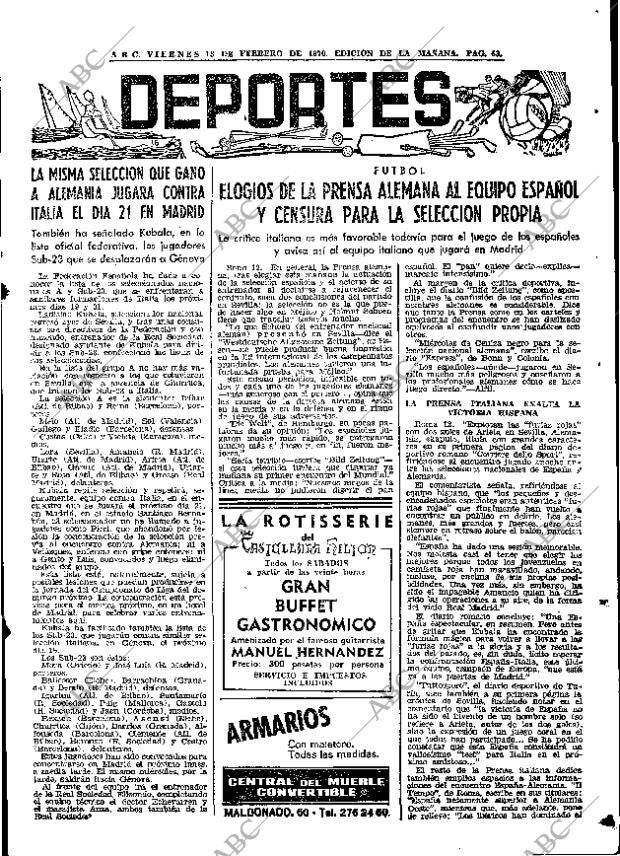 ABC MADRID 13-02-1970 página 63