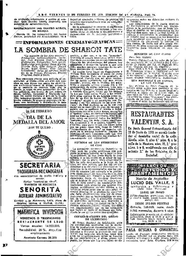 ABC MADRID 13-02-1970 página 74