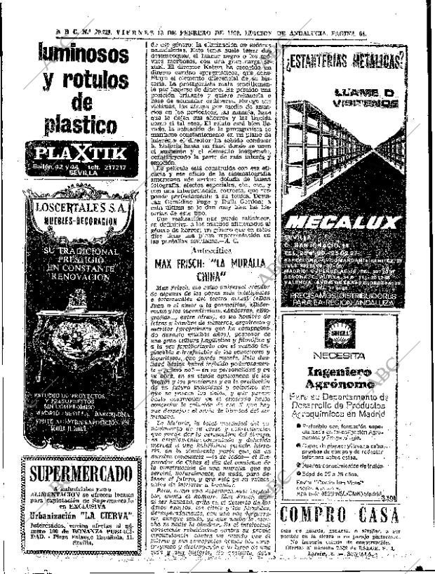 ABC SEVILLA 13-02-1970 página 64