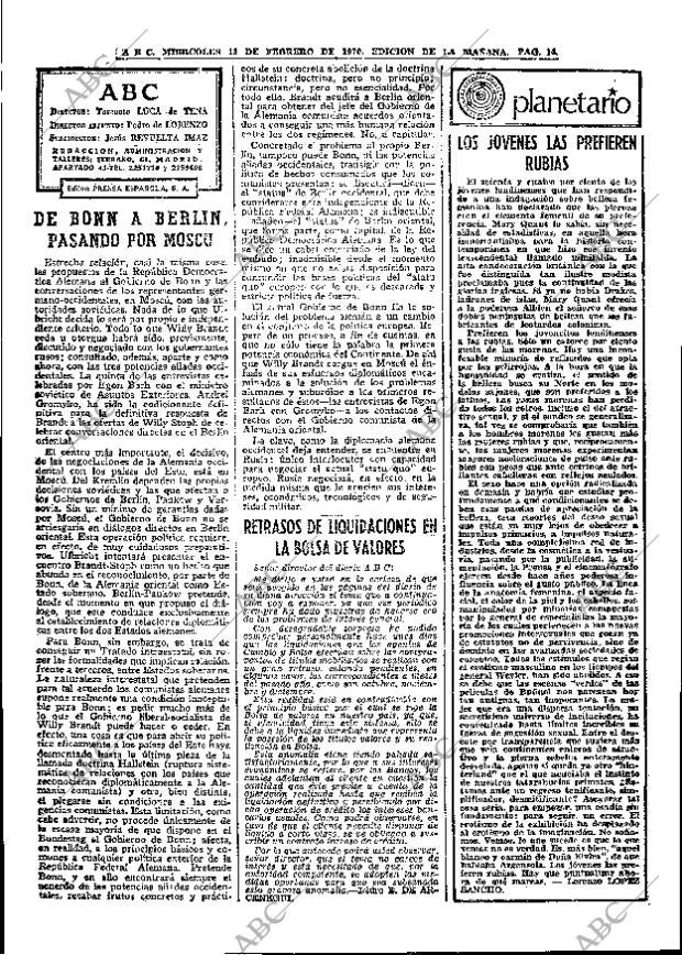 ABC MADRID 18-02-1970 página 14