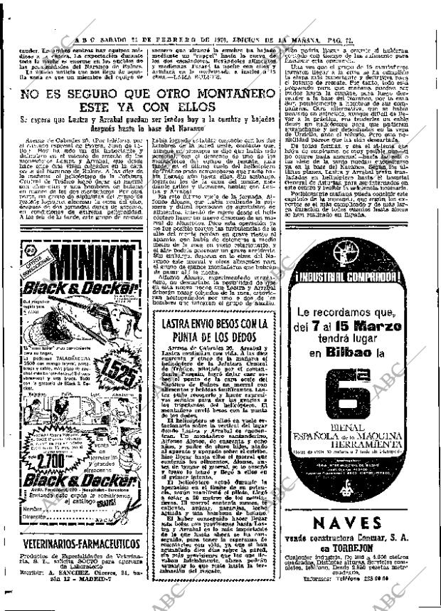 ABC MADRID 21-02-1970 página 72