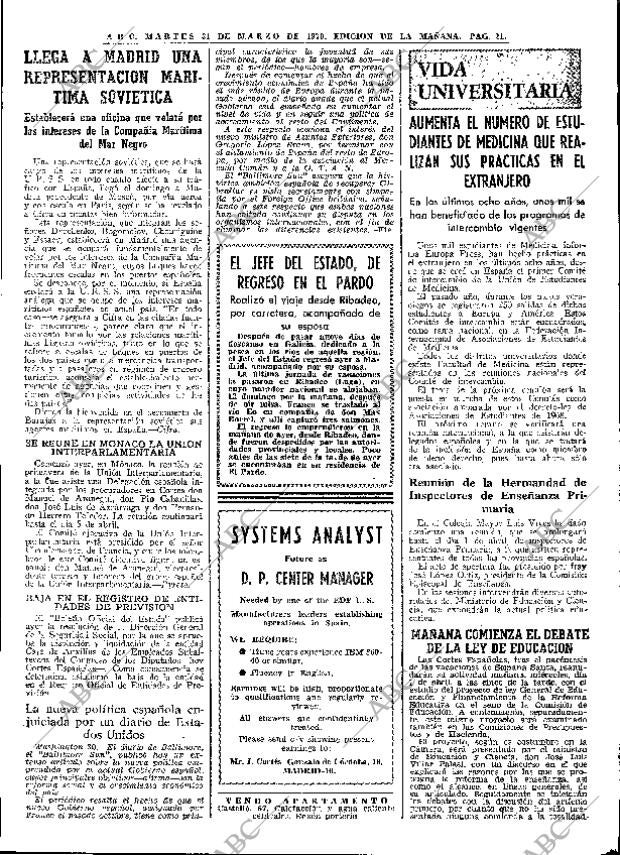 ABC MADRID 31-03-1970 página 21