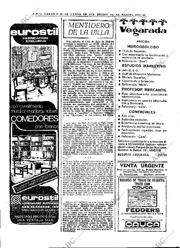 ABC MADRID 20-06-1970 página 62