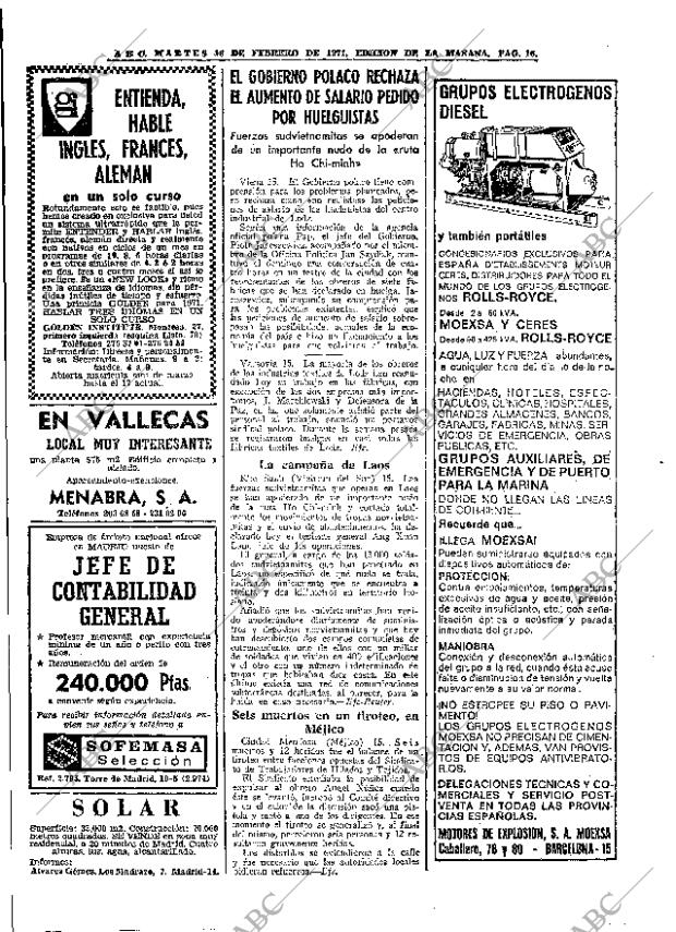 ABC MADRID 16-02-1971 página 16