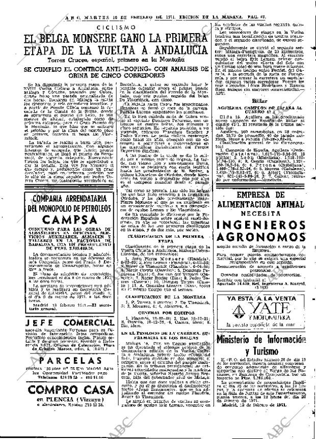 ABC MADRID 16-02-1971 página 67