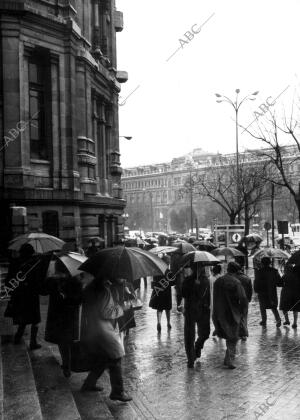 Lluvia en una de las Calles de Madrid