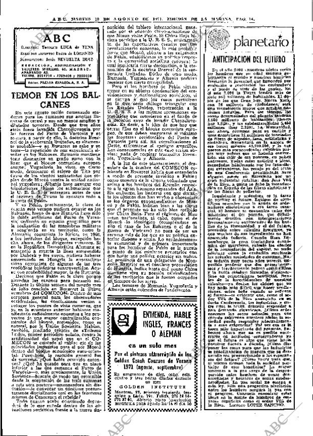 ABC MADRID 10-08-1971 página 14