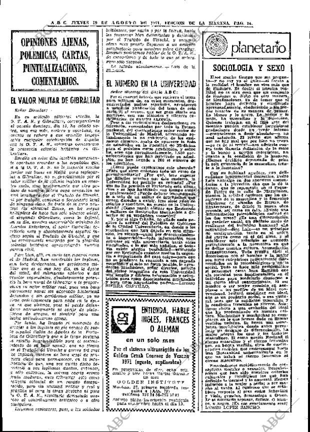 ABC MADRID 19-08-1971 página 14
