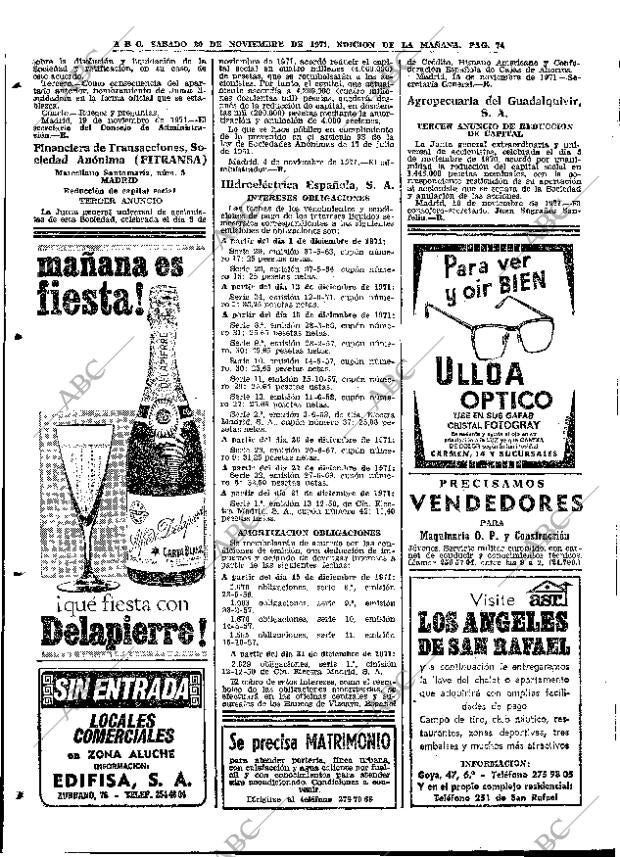ABC MADRID 20-11-1971 página 74