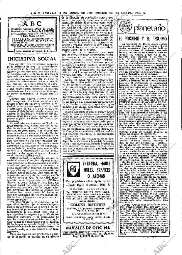 ABC MADRID 13-01-1972 página 14