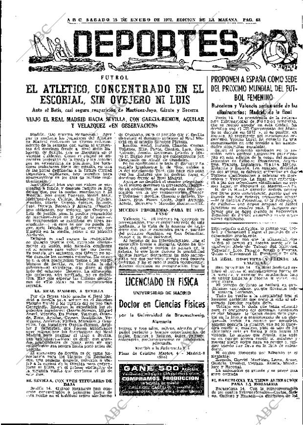 ABC MADRID 15-01-1972 página 63