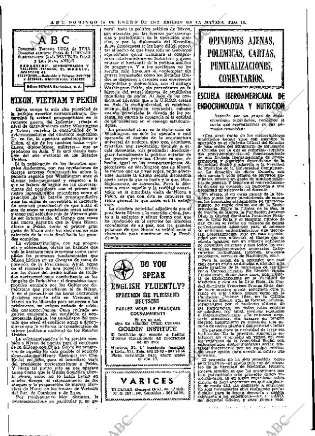 ABC MADRID 16-01-1972 página 18