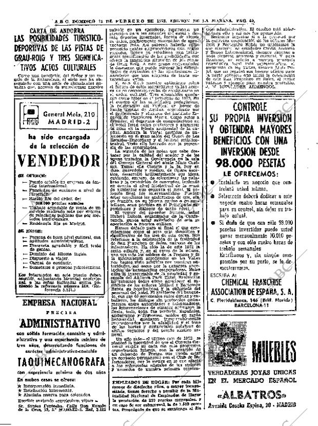 ABC MADRID 13-02-1972 página 40