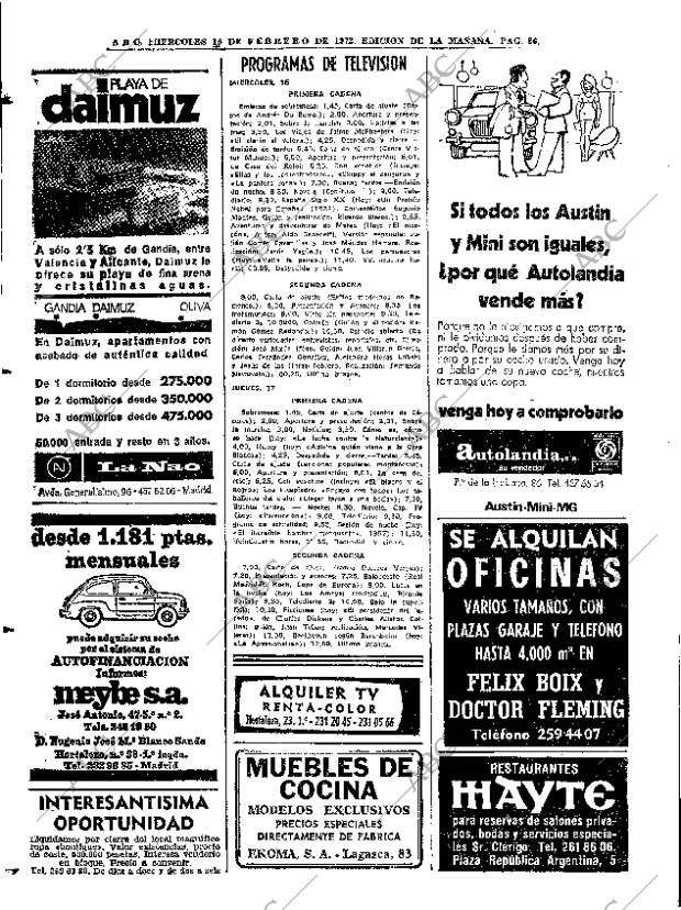 ABC MADRID 16-02-1972 página 86