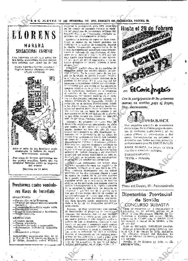 ABC SEVILLA 17-02-1972 página 22