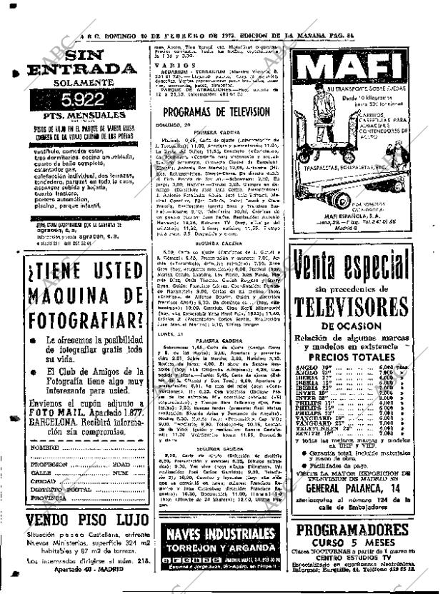 ABC MADRID 20-02-1972 página 84