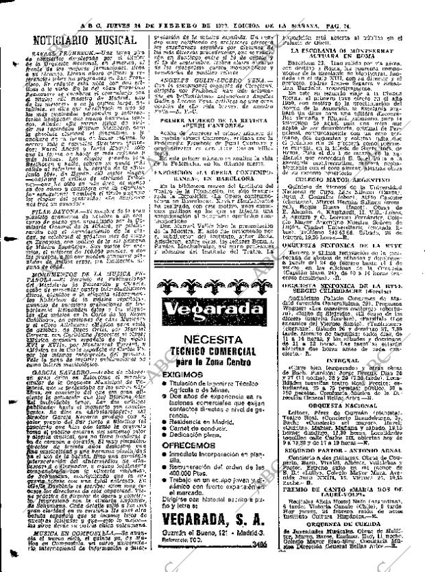 ABC MADRID 24-02-1972 página 74