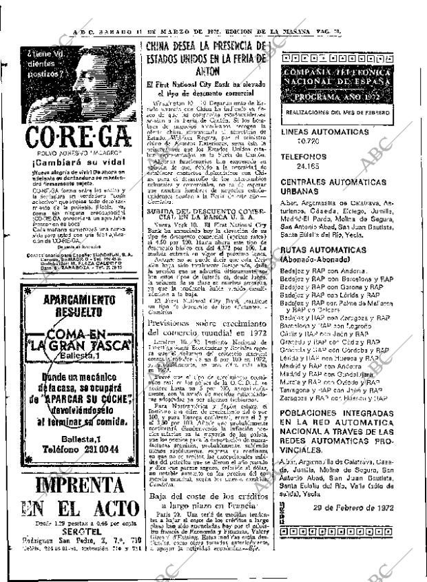 ABC MADRID 11-03-1972 página 70