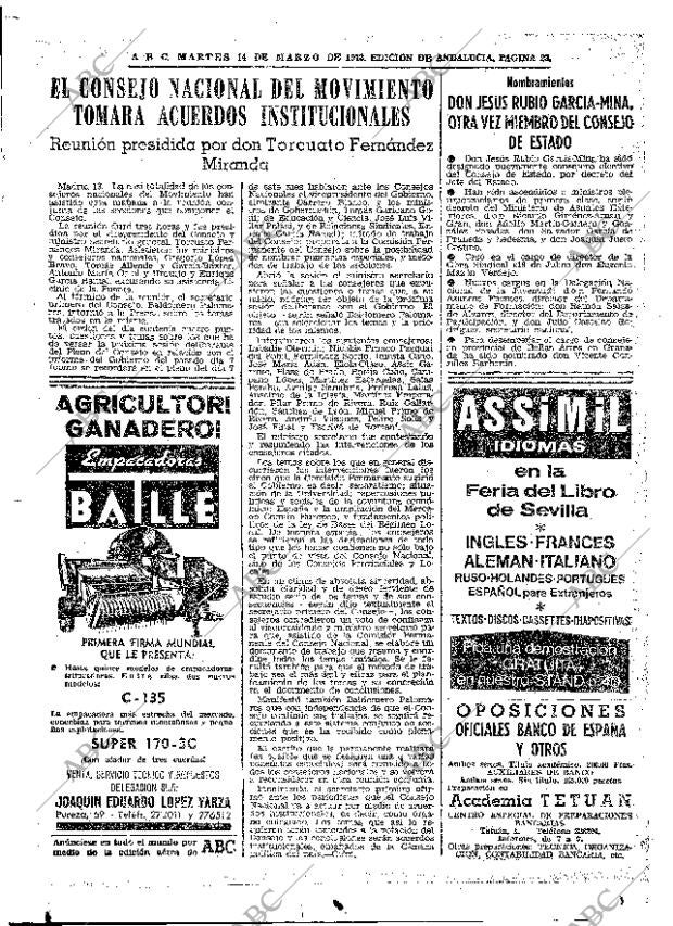 ABC SEVILLA 14-03-1972 página 23