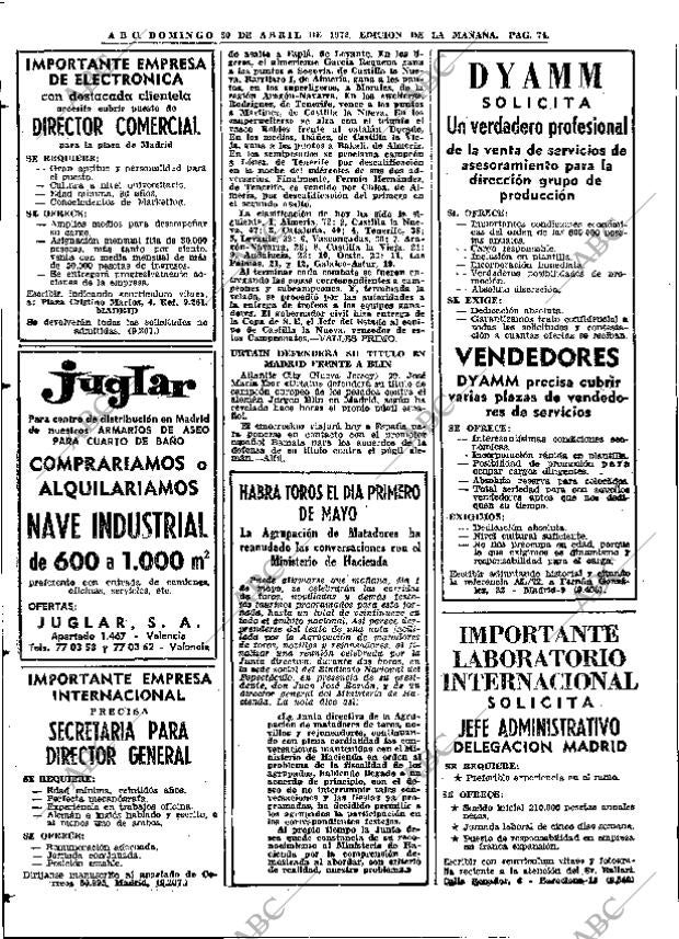 ABC MADRID 30-04-1972 página 74