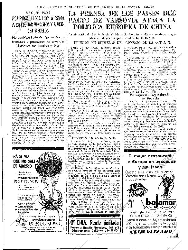 ABC MADRID 27-07-1972 página 19